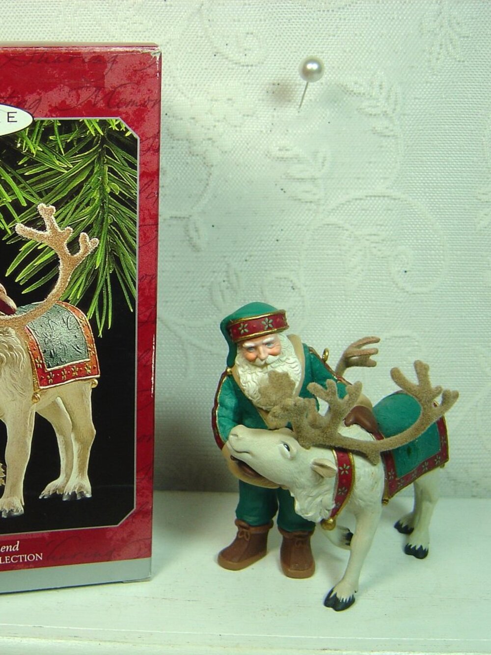 Vintage Hallmark ornament-Santa's Deer Friend-Santa & reindeer-1998-with box
